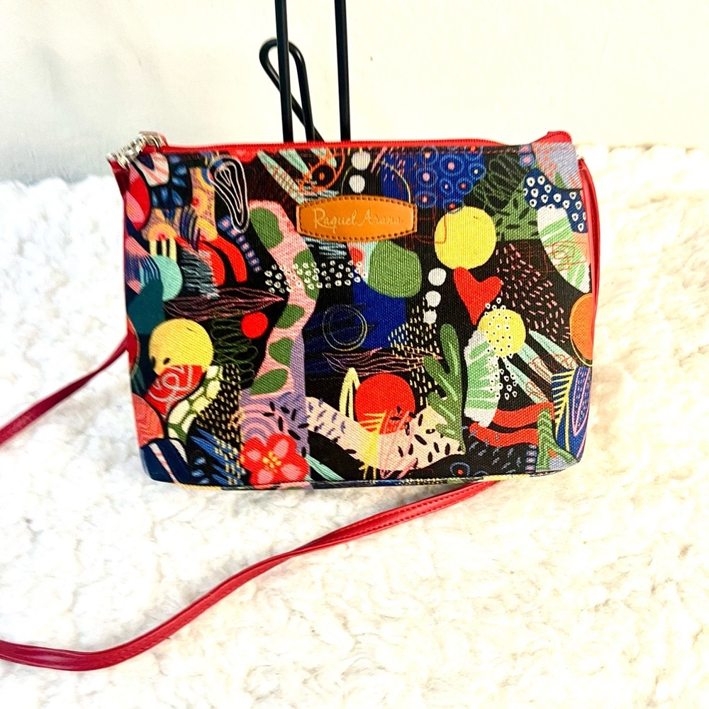 Raquel Arana Colorful Artistic Crossbody Bag Purse with matching wallet